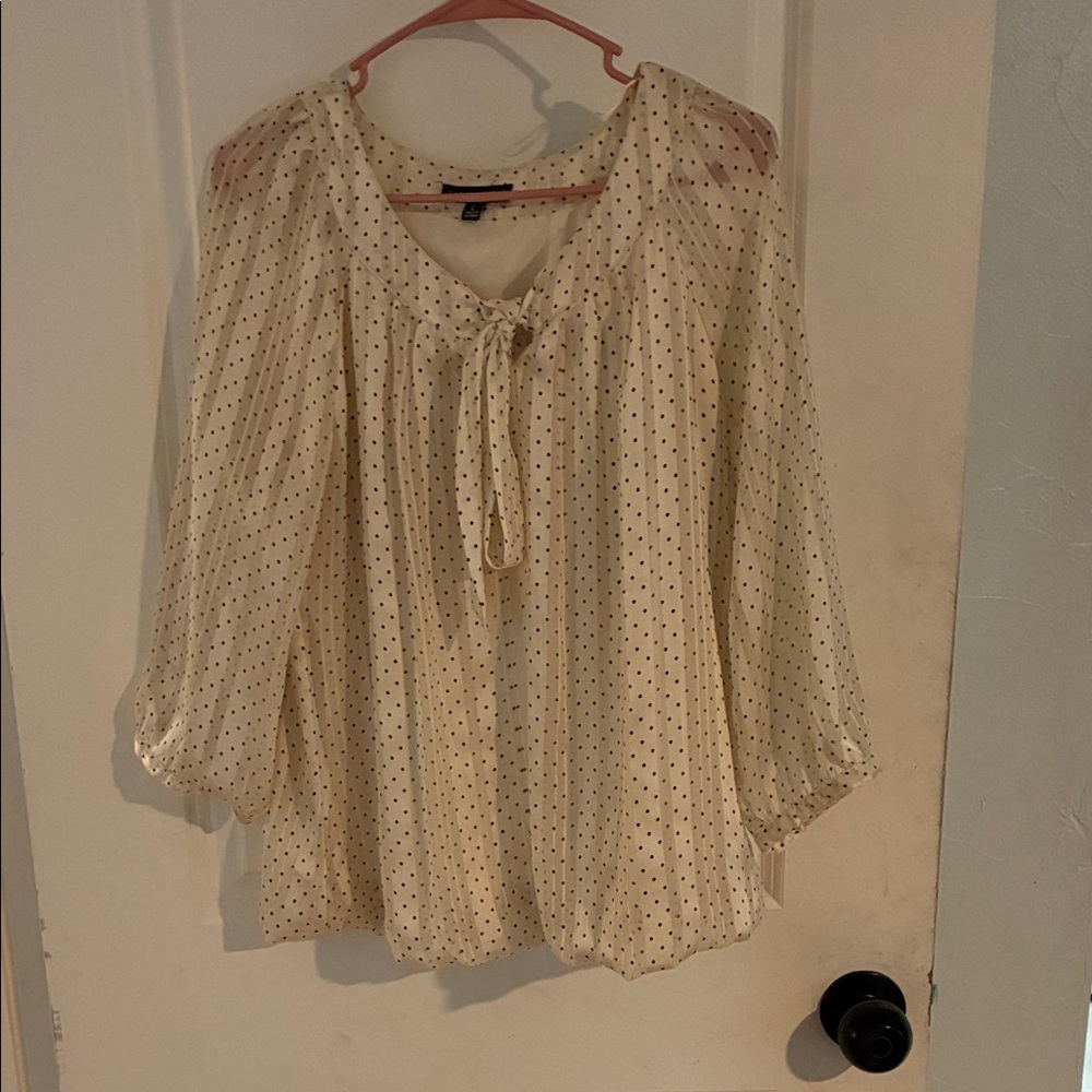 Sara Michelle Cream Blouse with Black Dots